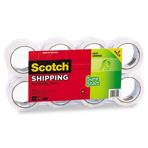 Scotch Sure Start Packaging Tape, Clear, 1.88 in x 54.6 yds, 4 Rolls
