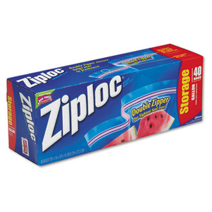 Ziploc Double Zipper Storage Bags, Plastic, 1 gal, 1,75 mil, Clear, 40/Box  