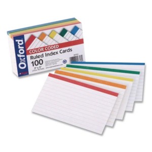 Oxford Color Coded Ruled Index Cards, 4" X 6", Assorted