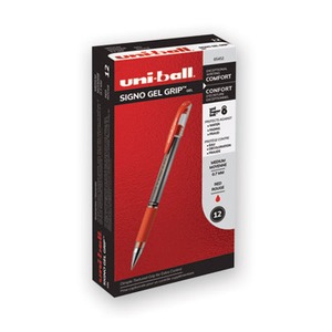 Uni-ball Signo Gel GRIP: Rollerball-Stift Mit Blauer Geltinte & Gummiertem Griff (Medium) – 12er Pack