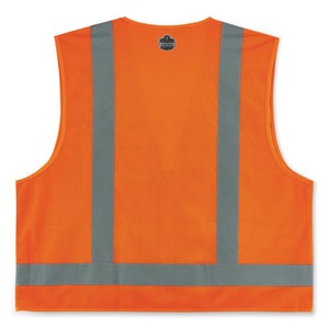GloWear 8249Z-S Single Size Class 2 Economy Surveyors Zipper Vest, Polyester, Large, Orange, Ships in 1-3 Business Days