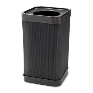 Black Metal Trash Can | 360 Open Top Waste Receptacle in Black