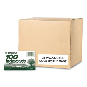 Environotes Recycled Index Cards, Narrow Rule, 3 x 5 White, 100 Cards, 36/Carton, Ships in 4-6 Business Days Environotes Recycled Index Cards, Narrow Rule, 3 x 5 White, 100 Cards, 36/Carton, Ships in 4-6 Business Days