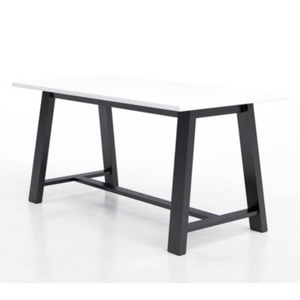 Midtown Bistro Dining Table with Four Coral Kool Barstools, 36 x 72 x 41, Designer White, Ships in 4-6 Business Days