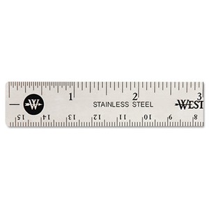 Westcott Stainless Steel Office Ruler with Non Slip Cork Base, 15