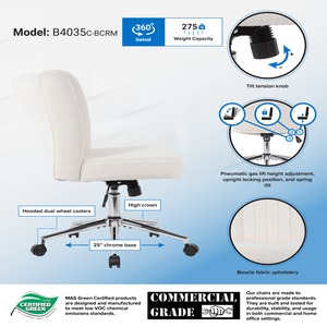 Boss Boucle Task Chair, Cream - BSEB4035CBCRM - Shoplet.com