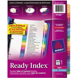 Avery Ready Index A-Z 26 Tab Dividers, Customizable TOC, 1 Set (11125 ...