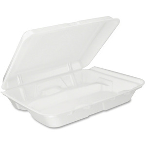 Dart Large Carryout Foam Trays, 3 Compartments, 9 x 9, White, Pack Of 100