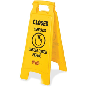 Rubbermaid Commercial 6112-78 Floor Sign with Multi-Lingual 