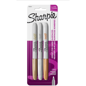 permanent sharpie metallic markers marker fine alcohol based gold silver bronze point ink 2pk pens