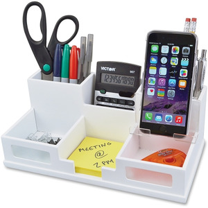 Victor W9525 Pure White Desk Organizer with Smart Phone Holder - 6 Compartment(s) - 4.0