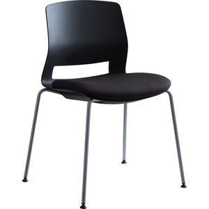 Lorell Arctic Series Stack Chairs - Black Foam, Fabric Seat - Black Back - Four-legged Base - 2 / Carton Lorell Arctic Series Stack Chairs - Black Foam, Fabric Seat - Black Back - Four-legged Base - 2 / Carton