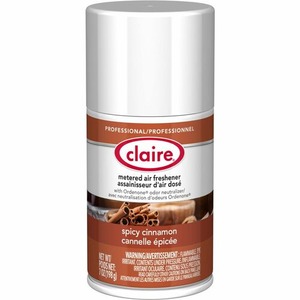 Claire Spicy Cinnamon Metered Air Freshener - Aerosol - 330 Sq. ft. - 10 fl oz (0.3 quart) - Spicy Cinnamon - 30 Day - 12 / Pack