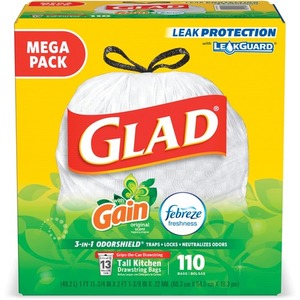 CLO79120 - Glad OdorShield Drawstring Small Trash Bags 4 gal Green