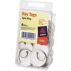 Avery(R) Metal Rim Key Tags, 1-1/4 Diameter Tag, Metal Split Ring