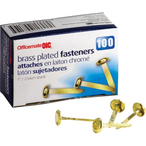 Acco Brass Prong Paper File Fasteners 1-1/2 inch Length 100/Box
