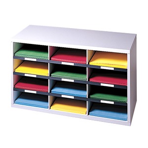 Fellowes Literature Organizer - 12 Compartment Sorter, Dove Gray ...