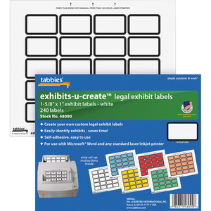 Tabbies Legal Exhibits-U-Create 1" Labels - TAB48090 - Shoplet.com