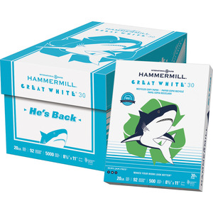 Hammermill Great White 100 Recycled Copy Paper 20lb 8-1/2 x 11 White