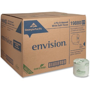 Georgia Pacific Envision 2-Ply Embossed Toilet Paper, 19880/01, 550 Sheets Per Roll, Case Of 80 Rolls, White