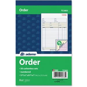 Tops Products Adams Sales Order Book - ABFTC5803 - Shoplet.com