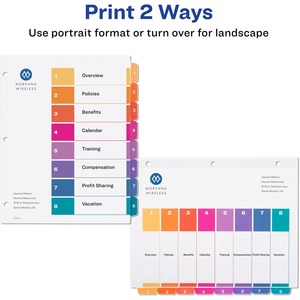 Avery Ready Index 8 Tab Dividers, Customizable TOC, 24 Sets (11168 ...