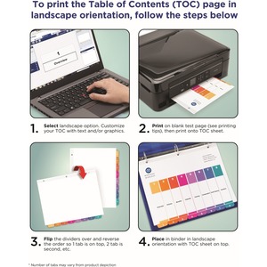 Avery Ready Index 8 Tab Dividers, Customizable TOC, 24 Sets (11168 ...