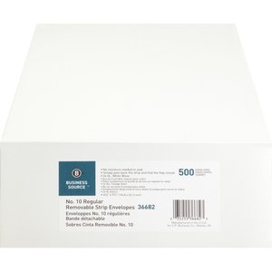 Business Source No. 10 Business Envelopes - 24 Lb White Wove, Security Tinted, Self-Seal Peel & Close - Box Of 500 - View #5