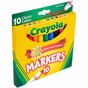 Rotuladores Crayola No Lavables - Pack De 12 Colores Clásicos, Punta Ancha, Ideales Para Dibujo Y Manualidades