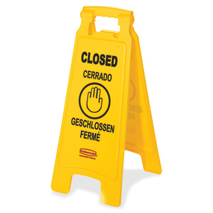 Rubbermaid Commercial 6112-78 Floor Sign with Multi-Lingual 