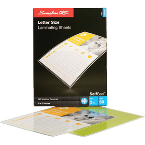 GBC Self Sealing Laminating Sheets, Single-Sided, Letter Size, 3