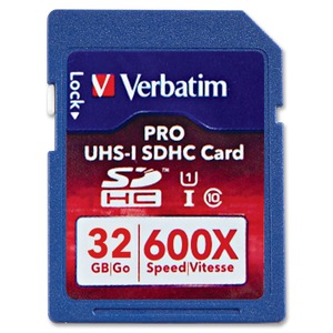 Verbatim 32GB Pro 600X SDHC Memory Card, UHS-1 U3 Class 10