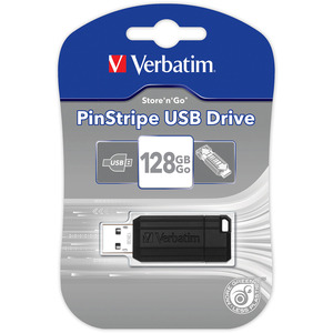 Verbatim 128GB Pinstripe USB Flash Drive - Black - VER49071 - Shoplet.com