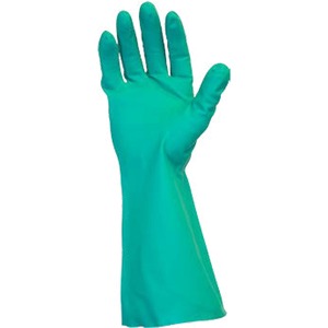 Safety Zone Green Flock Lined Nitrile Gloves - Chemical Protection - Small Size - Green - Raised Diamond Grip - For Dishwashing, Cleaning, Meat Processing - 15 mil Thickness - 13 Safety Zone Green Flock Lined Nitrile Gloves - Chemical Protection - Small Size - Green - Raised Diamond Grip - For Dishwashing, Cleaning, Meat Processing - 15 mil Thickness - 13
