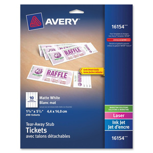 avery printable tickets with tear away stubs ave16154ct shopletcom