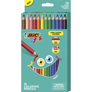 Bic Kids Jumbo Coloring Pencils, 1 mm, Assorted Lead and Barrel Colors, 12/Pack