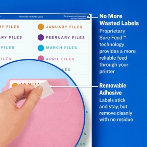 Avery Removable ID Labels, Sure Feed, 3-1/3? x 4?, 150 Labels (6464) -  AVE6464 