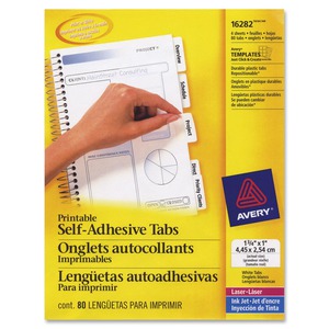 Avery Printable Repositionable Tabs, 1-3/4" , White, 80 Tabs (16282 ...