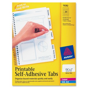 Avery Printable Repositionable Tabs, 1-3/4" , White, 80 Tabs (16282) -  AVE16282 - Shoplet.com