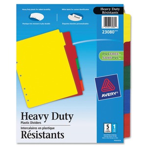 Avery Heavy-Duty Plastic Dividers, Assorted Colors, 5-Tabs, 1 Set ...