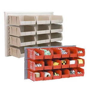 Global Industrial Wall Bin Rack Panel 36 x19 - 8 Red 8-1/4x11x7 ...