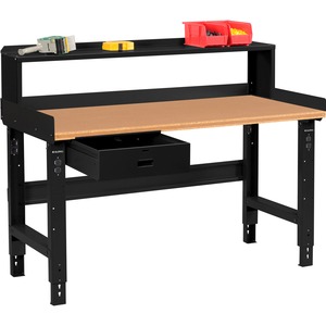 Global Industrial 60 x 30 Adj Height Workbench w/Drawer&Riser Black ...