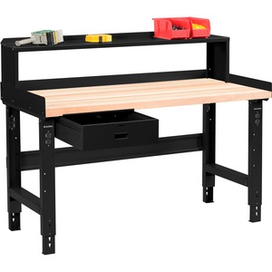 Global Industrial 60 x 30 Adj Height Workbench w/Drawer&Riser Black ...