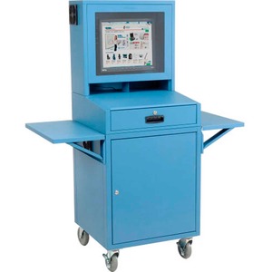 Global Industrial Mobile LCD Computer Cabinet Complete Bundle Blue ...