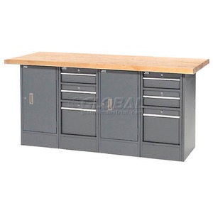 Global Industrial Workbench w/ Maple Square Edge Top 6 Drawers & 2 ...