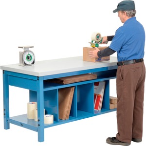 Global Industrial Packing Workbench W/Lower Shelf Kit Laminate Square ...