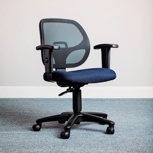 Interion Mesh Office Chair With Mid Back & Adjustable Arms Fabric Blue ...