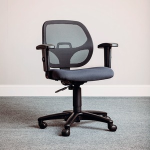 Interion Mesh Office Chair With Mid Back & Adjustable Arms Fabric Gray ...