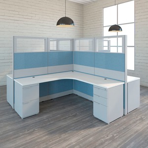 Interion Modular Partition Base Panel with Desktop Raceway Power 36