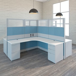 Interion Modular Partition Base Panel with Desktop Raceway Power 36